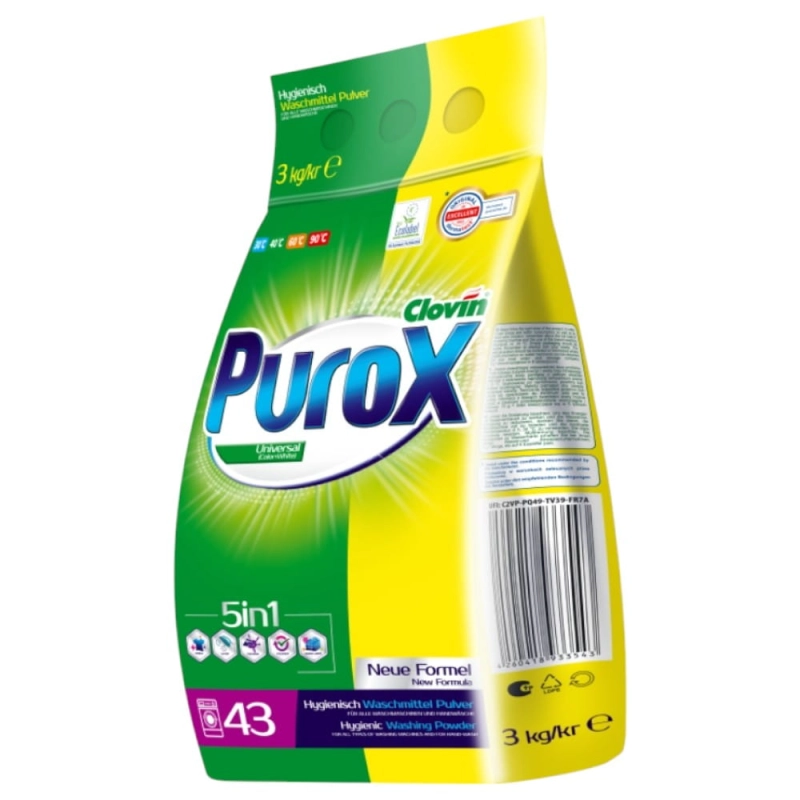 Proszek do prania Purox univ 3kg 5in1 worek Clovin | 16226