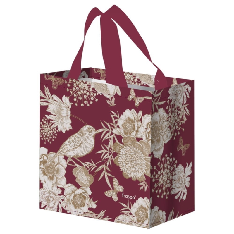 Torba na zakupy 10L 25x15x27cm Ptaszki bordo 1szt