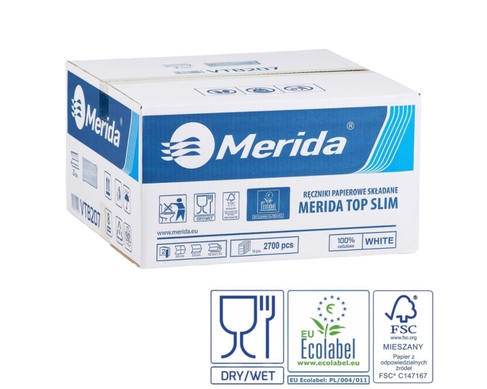 Ręczniki papierowe MERIDA TOP SLIM białe 2war 2700s