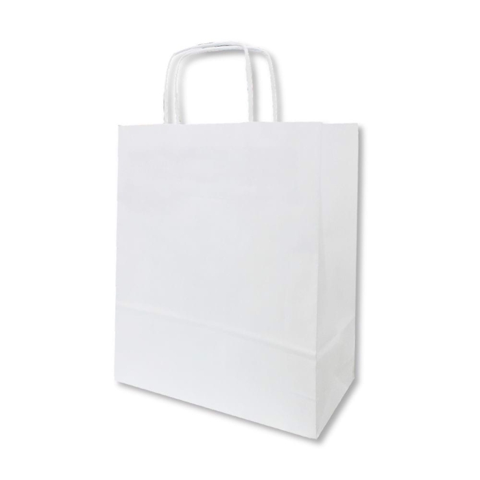 Torba papierowa biała 24x32/10cm z uchwytem skręcanym