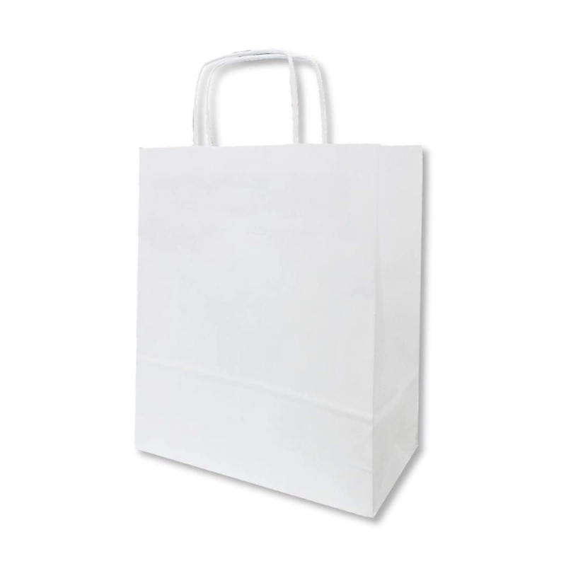 Torba papierowa biała 24x32/10cm z uchwytem skręcanym