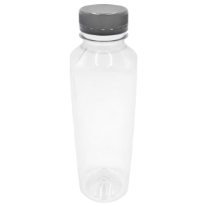 Butelka rPET 400 ml kwadratowa z czarną nakrętką 126szt