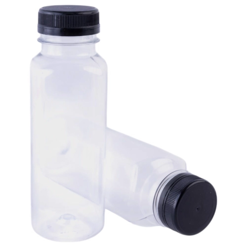 Enjoy Butelka rPET 250ml kwadratowa z czarną nakrętką