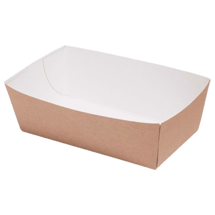 Tacka na frytki 14,5x8x5,5cm kraft-biała 100szt Abc-Pak