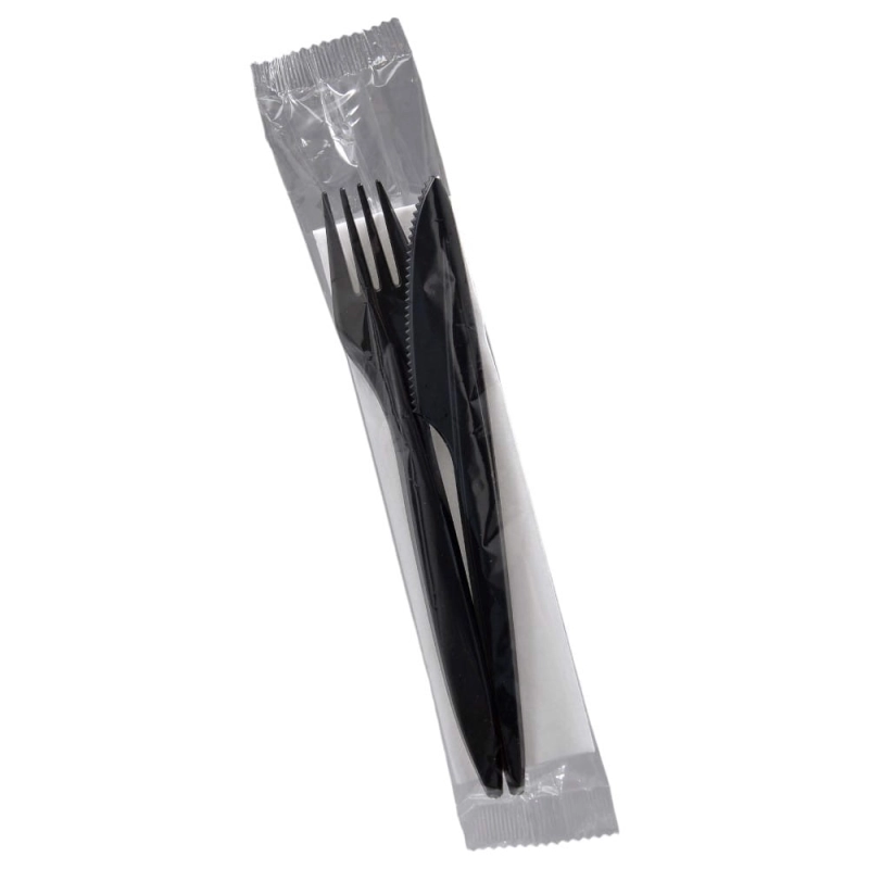 Sztućce Premium widelec, nóż, serwetka czarne