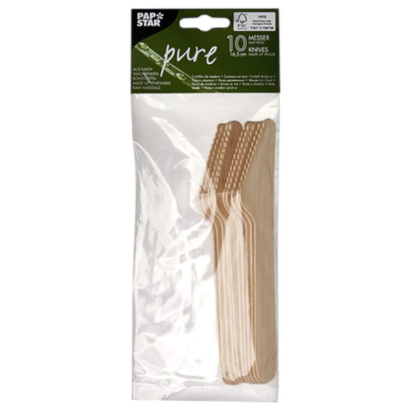 Nóż drewniany 16,5cm Papstar Pure 10szt ekologiczne