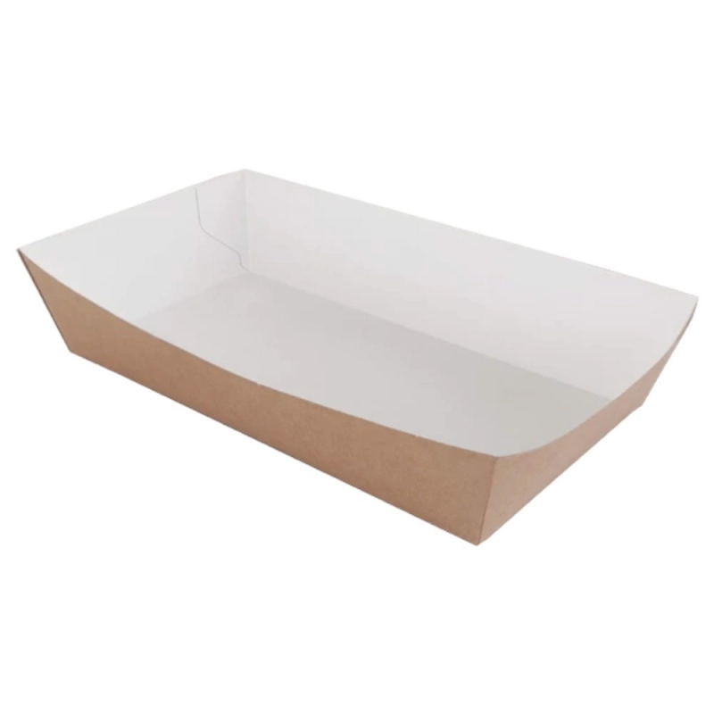 Tacka na frytki 15x8,5x3,5cm kraft-biała 100szt ABC-Pak