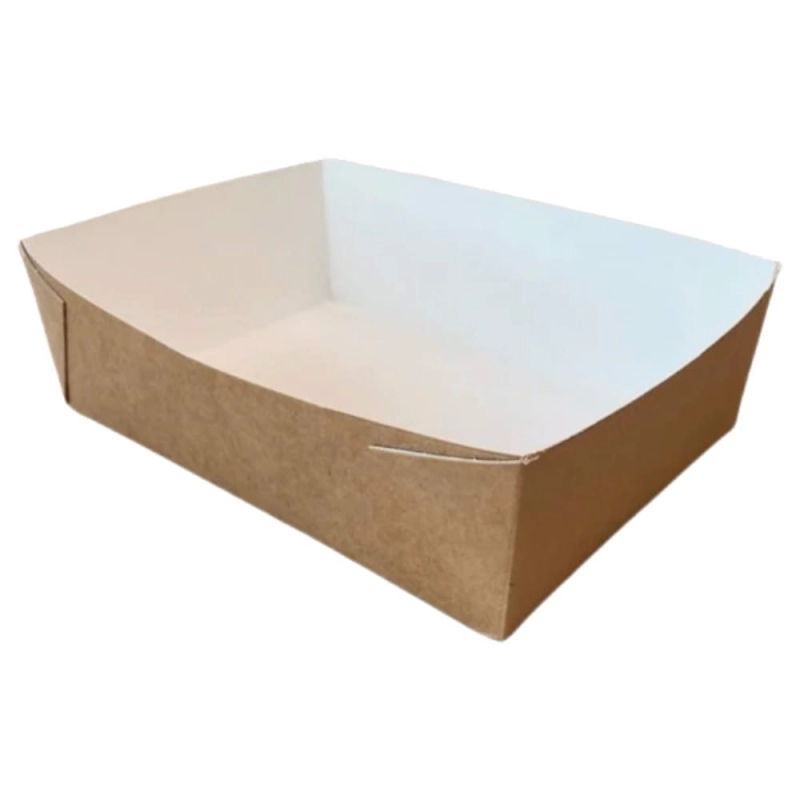 Tacka na frytki 20x14x6cm kraft-biała 100szt ABC-Pak