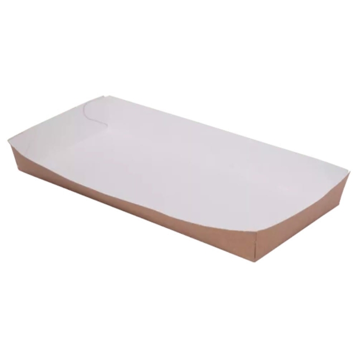 Tacka na frytki 20x9x2,5cm kraft-biała 100szt ABC-Pak