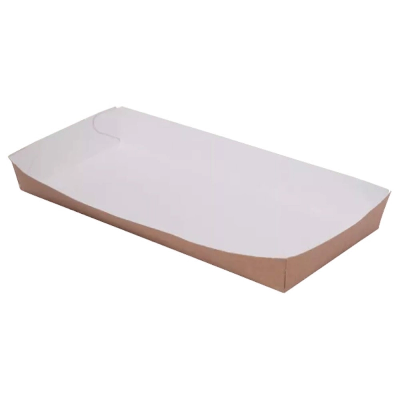Tacka na frytki 20x9x2,5cm kraft-biała 100szt ABC-Pak