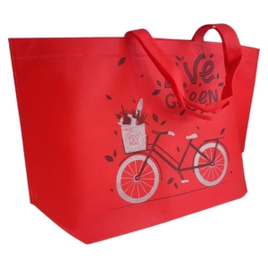 Torba na zakupy 35+17x32cm Rower czerwona