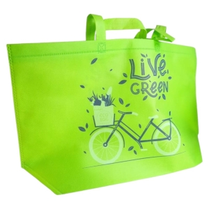Torba na zakupy 35+17x32cm Rower zielona
