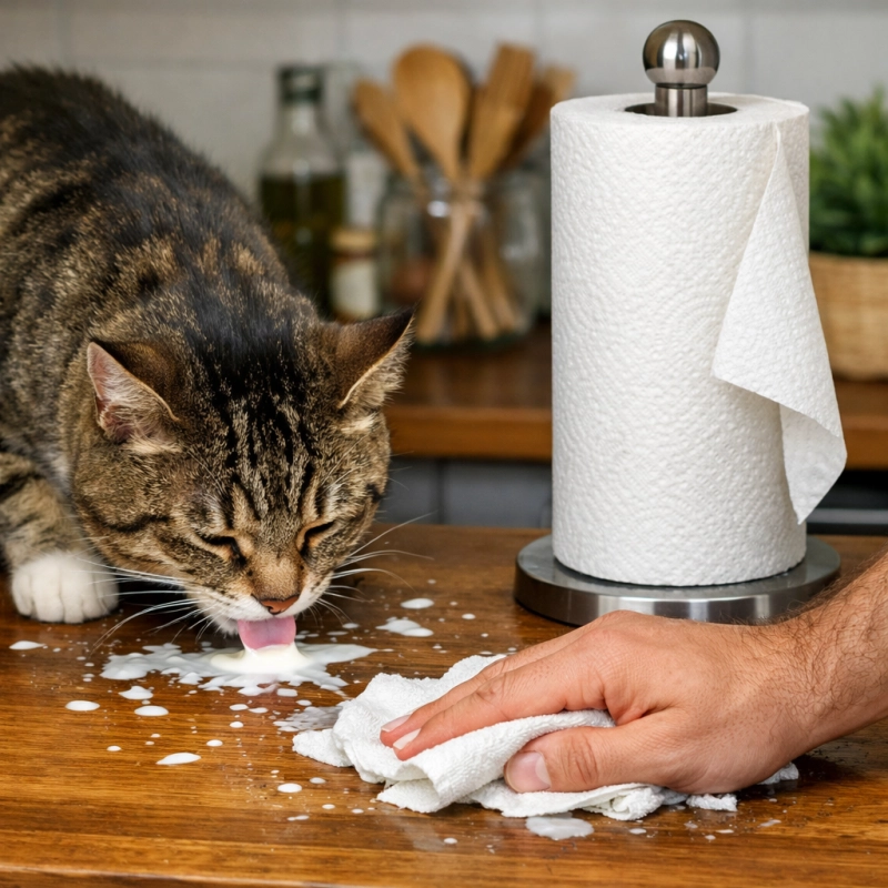 ręcznik papierowy kot rozchlapane mleko.png