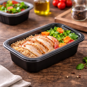 Pojemnik do zgrzewu Guillin MAP17811340DC czarny 500 ml na drewnianym stole.png