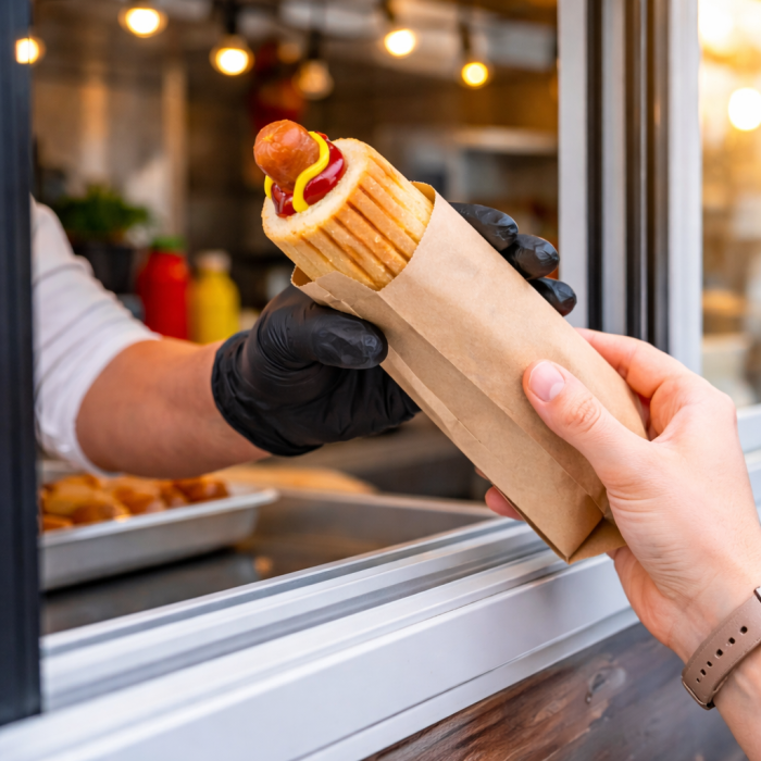 Wydawnanie hot doga w food trucku.png