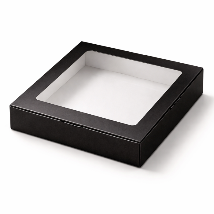 Pudełko sushi papierowe 25x25x5 czarne lakierowane Hersta