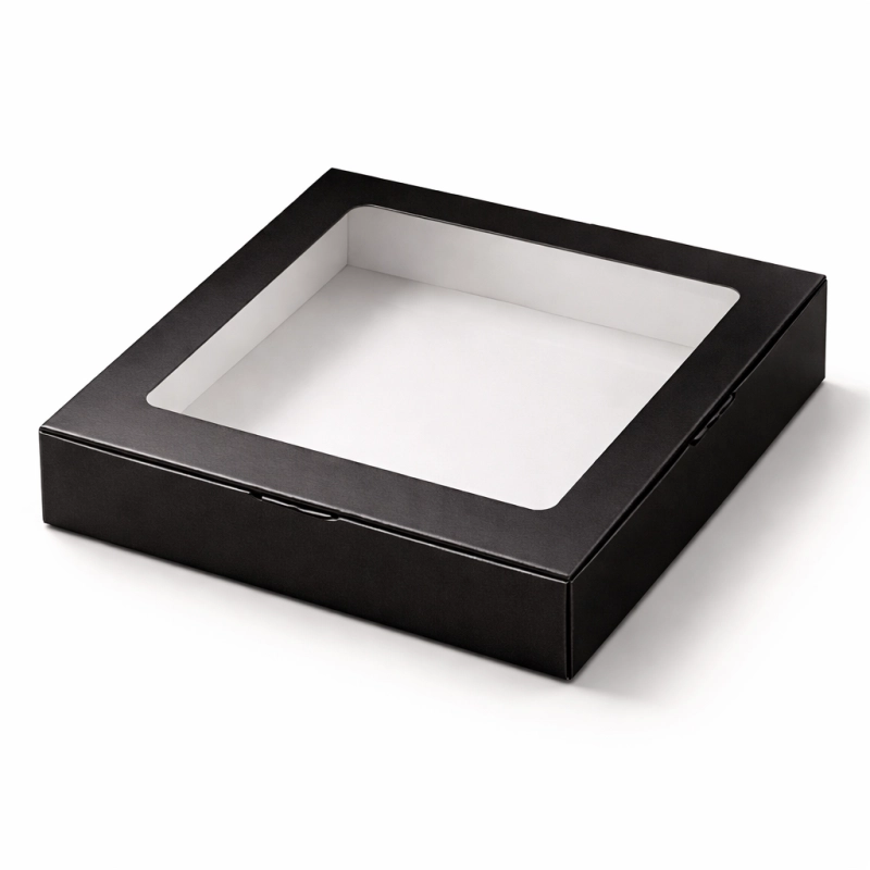 Pudełko sushi papierowe 25x25x5 czarne lakierowane Hersta