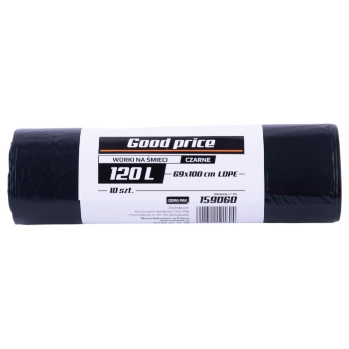 Worki na śmieci LDPE czarne 120L 70x100 cm Good Price