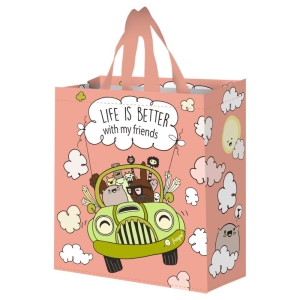 Torba na zakupy 14L 30x14x33 Wesoły Samochodzik 1szt brzoskwiniowa