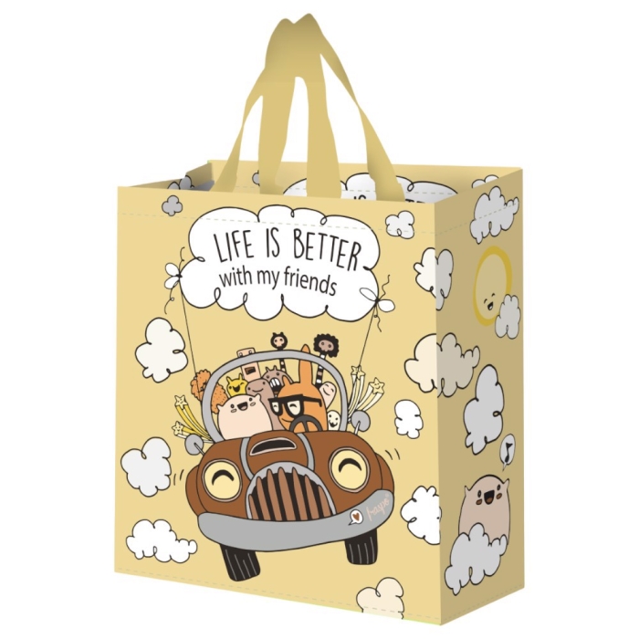 Torba na zakupy 14L 30x14x33 Wesoły Samochodzik 1szt kremowa