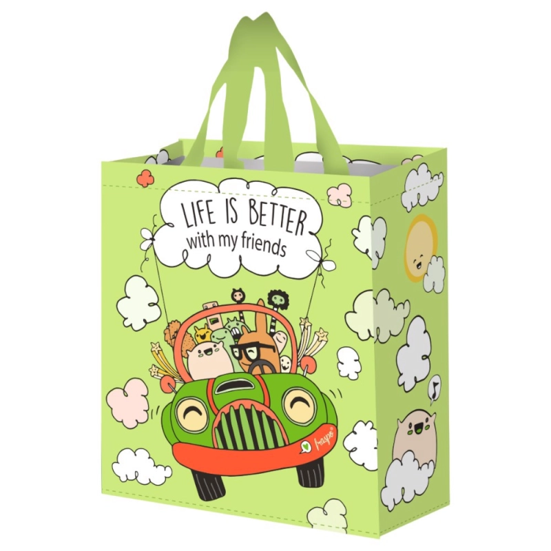 Torba na zakupy 14L 30x14x33 Wesoły Samochodzik 1szt limonkowa