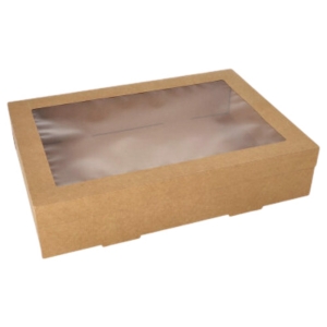 Pudełko cateringowe z okienkiem 35,9x25,2x8cm brąz