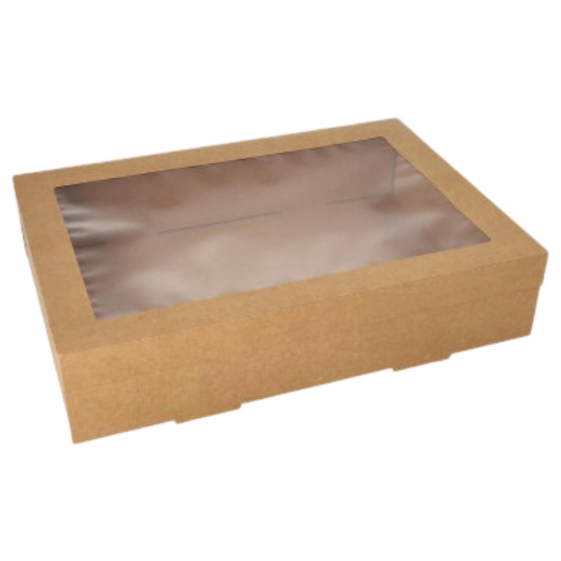 Pudełko cateringowe z okienkiem 35,9x25,2x8cm brąz