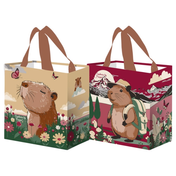 Torba PP 25x15x27cm Kapibara kremowo-bordowa 10 litrów Fraspo