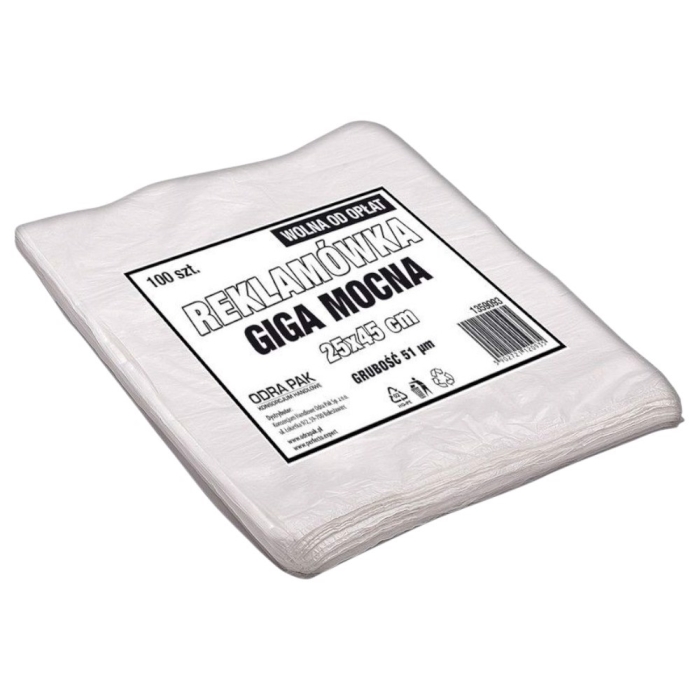 Reklamówka GIGA Mocna 25x45 cm biała 51 mikronów