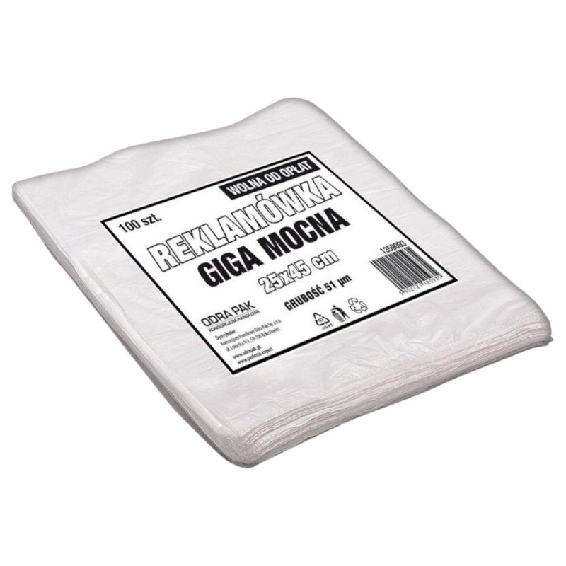 Reklamówka GIGA Mocna 25x45 cm biała 51 mikronów