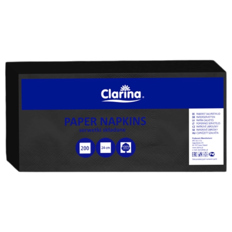 Serwetki gastronomiczne Clarina 24x24 cm 2-warstwowe czarne-1