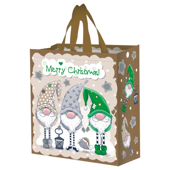 Torba świąteczna Fraspo 14L 30x14x33cm PP Zimowi Pomocnicy złota