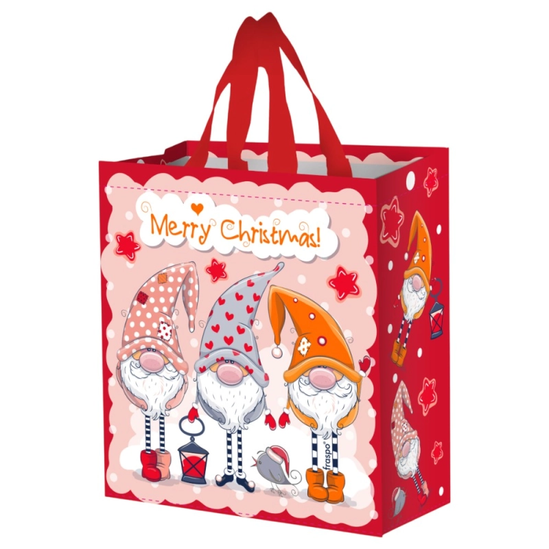 Torba świąteczna Fraspo 14L 30x14x33cm PP Zimowi Pomocnicy czerwona