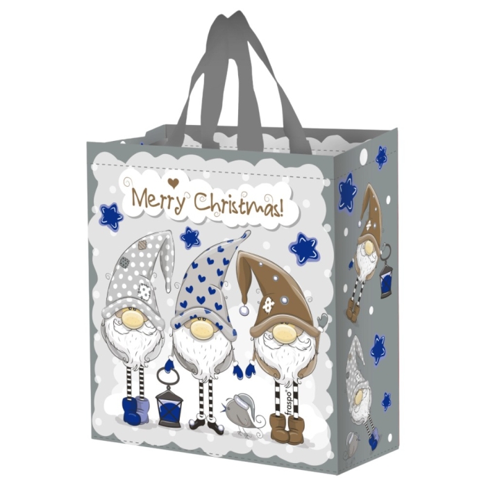 Torba świąteczna Fraspo 14L 30x14x33cm PP Zimowi Pomocnicy srebrna