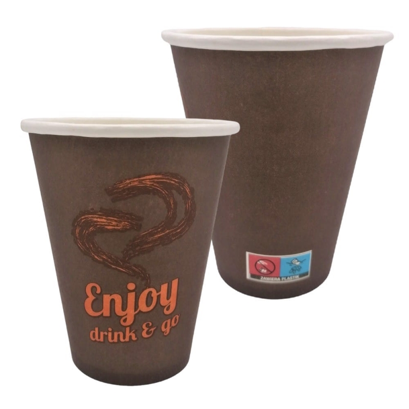 Kubek papierowy 300ml brąz Enjoy Drink&amp;Go 50szt $ (opłata SUP)