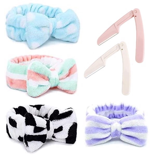 Miękka Opaska Do Makijażu/Spa 4Szt + 2 Trymery Do