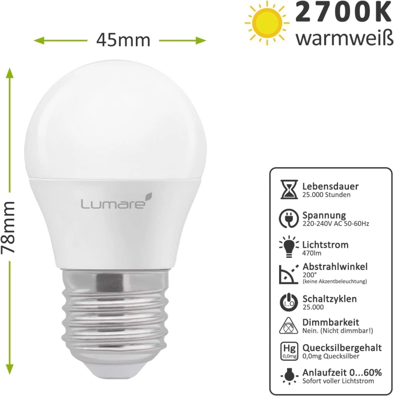 Lumare żarówka LED E27 5W zestaw 5szt
