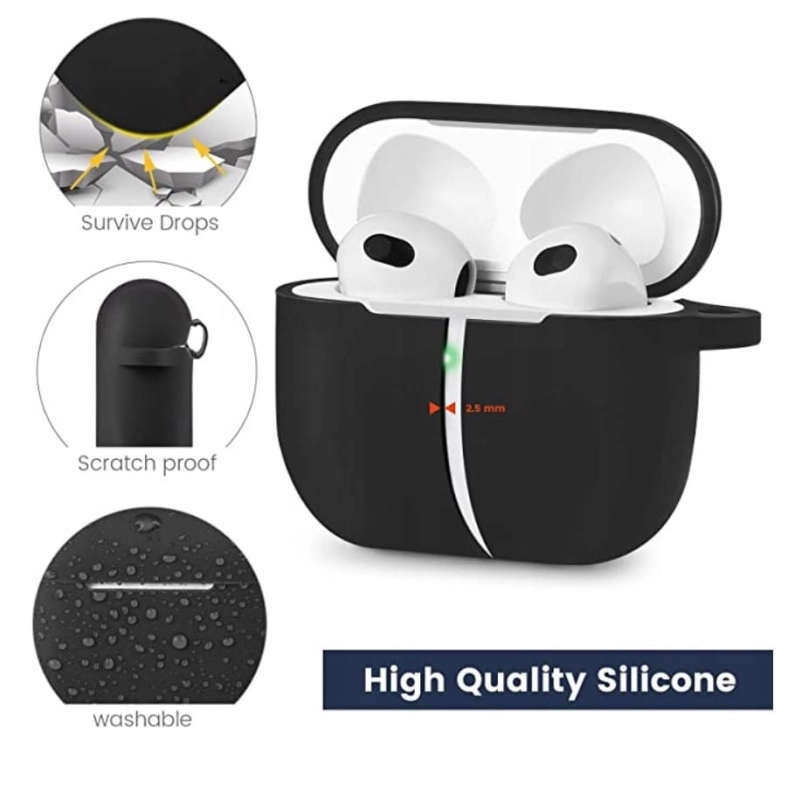 Zestaw Silikonowe Etui Na Airpods 3 Szczotka Czarn