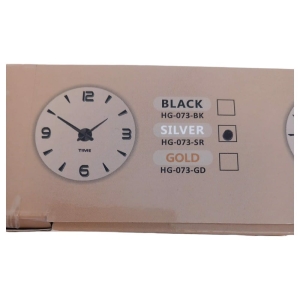 SREBRNY Bezramowy Duży Zegar Ścienny DIY