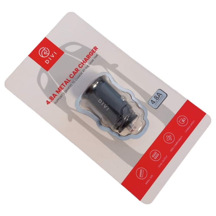 Ładowarka samochodowa 24W/4,8A   USB  Czarna