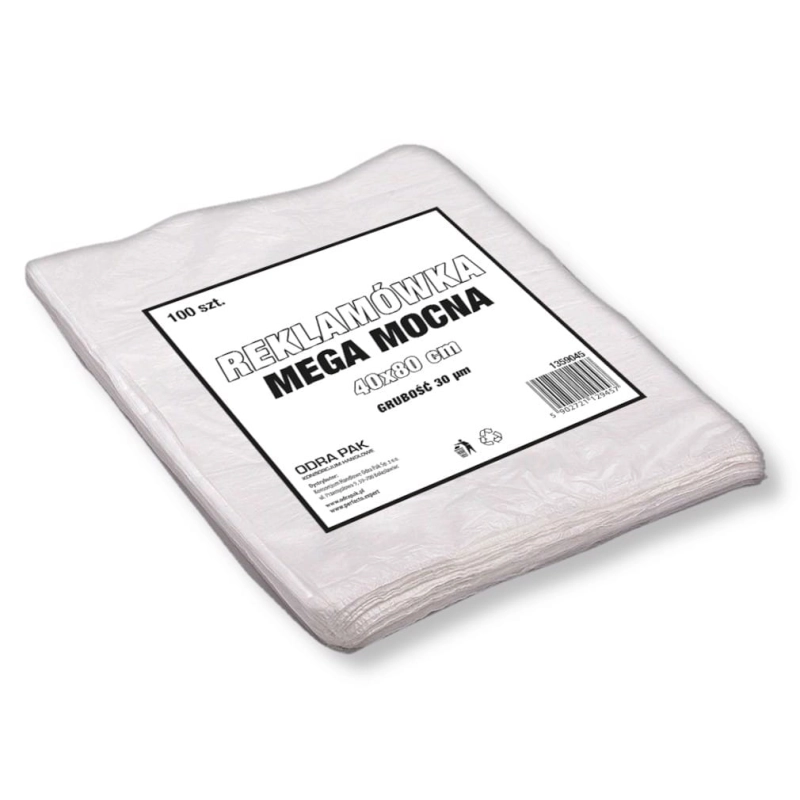 Reklamówka 40x80 HDPE biała Mega 30mic 100szt