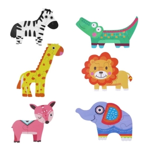 Drewniane Puzzle 6 Zwierzęta Dla Dzieci W Wieku 3+