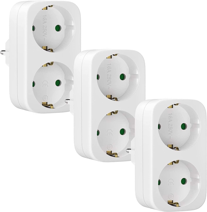 Rozgałęźnik Adapter 2 W 1 Gniazda 3 Szt
