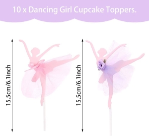 Topper na Muffiny Ciasto Dekoracja Balerina 10szt