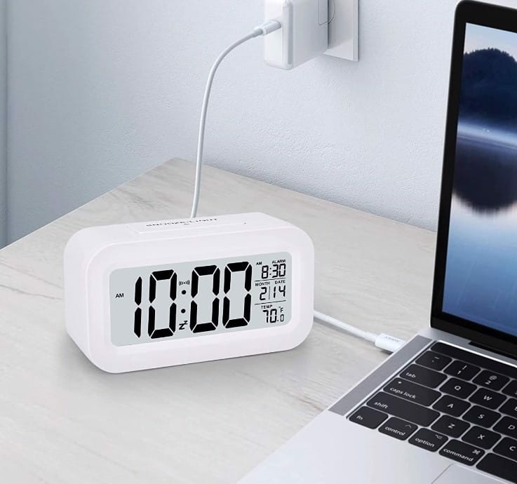 Cyfrowy Budzik Lcd 4,3 Cala Bez Tykania Z Podświet