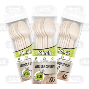 Piknikowe łyżki drewniane 6szt