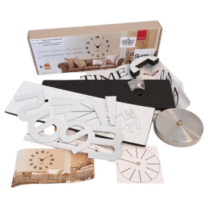 SREBRNY Bezramowy Duży Zegar Ścienny DIY