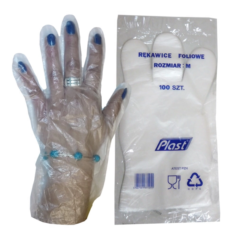 Rękawice foliowe HDPE jednorazowe M 100szt