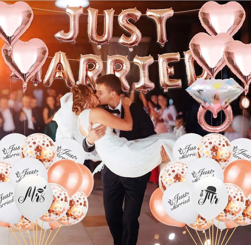 Dekoracje Ślubne Napis Just Married Zestaw Balony
