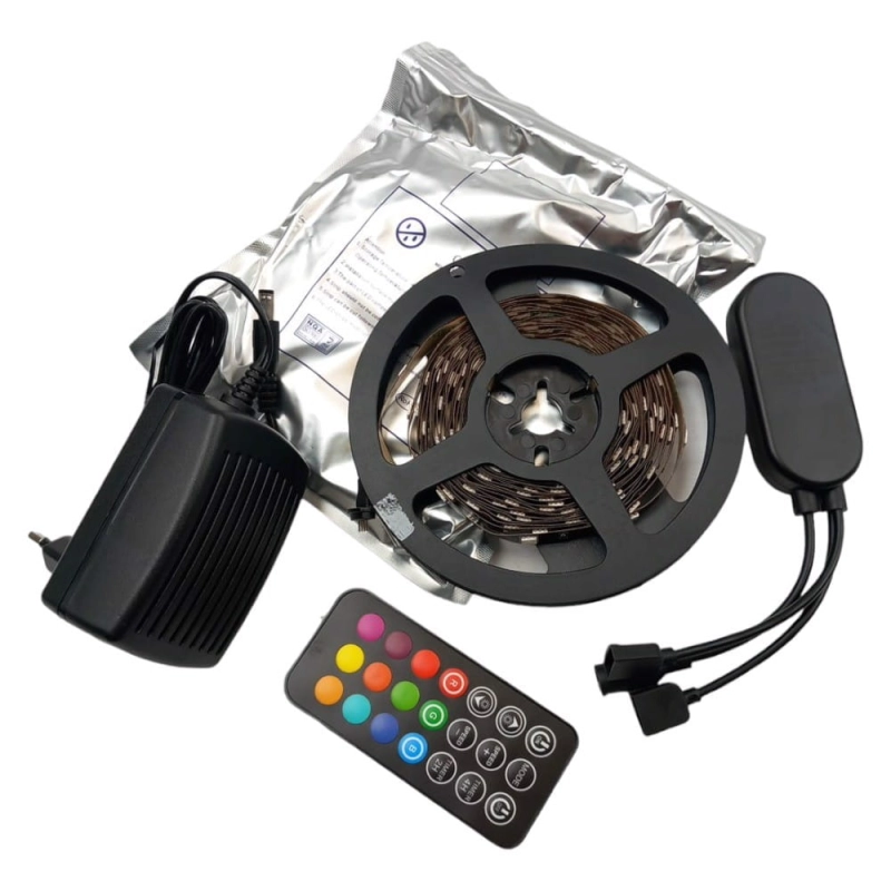 Kolorowe Ledy 5M Led Rgb Z Pilotem Do Oświetlenia